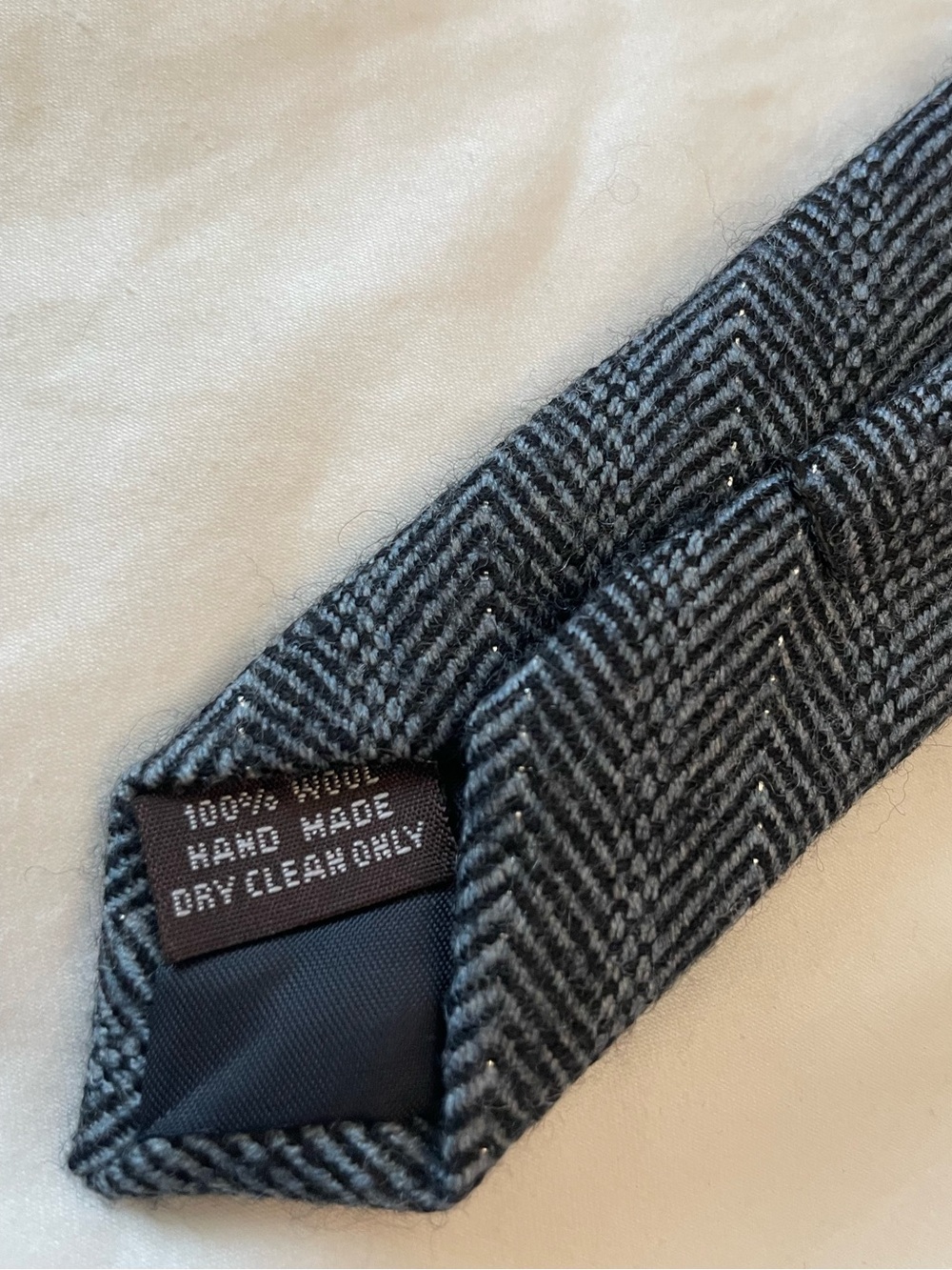 The Tie Bar Herringbone Men's Tie in Dark Gray - Picture 6 of 6